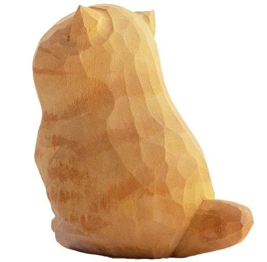 金渐层实木木雕小橘猫