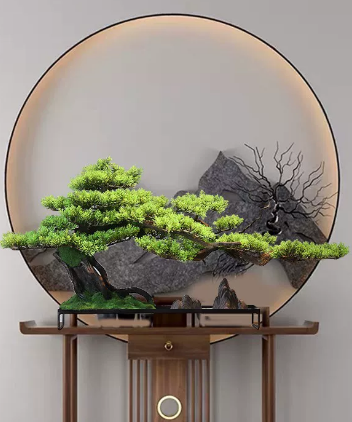 实木仿真绿植迎客松